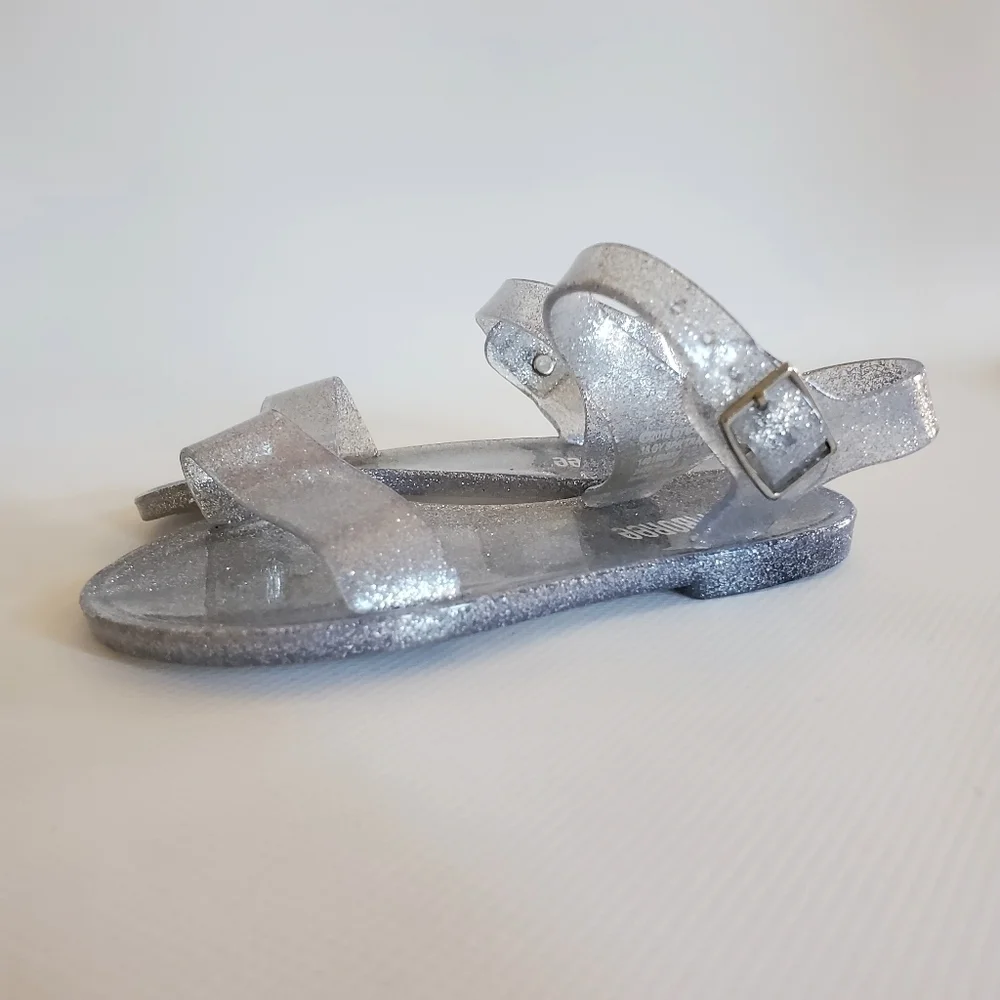 Gymboree Girls Silver Glitter Jelly Sandals Size 7
